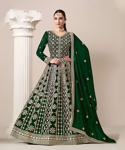 Green Georgette Designer Suit